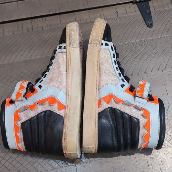 Sophia Webster Riko High Top Leather Sneakers Size 7/37.5 Glitter Multicolor - Picture 5 of 11